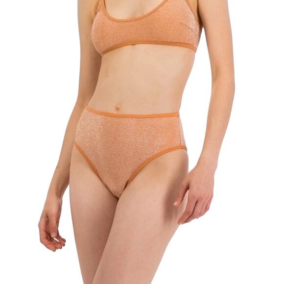 NWT! Aerie Shine 90s High Cut Cheeky Bikini Swim Bottom in Bronze - Size Small - Picture 1 of 5